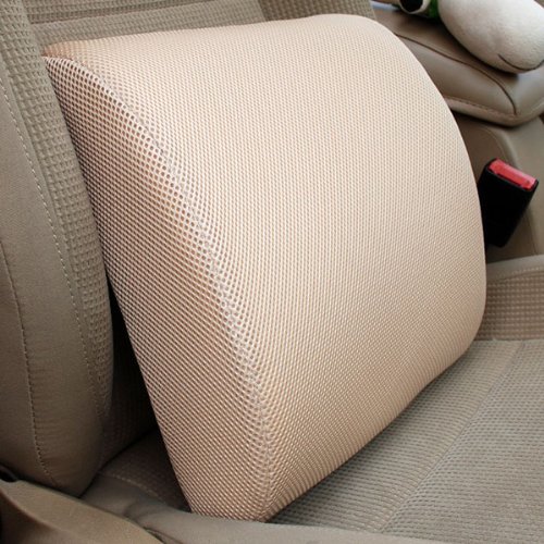 THG High Resilient Memory Foam Beige Seat Back Pain Support Lumbar Lower Ache Cushion Pillow Pad Car Office Chair