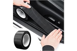 Adunsiaoto Car Door Sill Protector Strips, Carbon Fiber Car Door Bumper Protection Strips, Carbon Fibre Vinyl Wrap Tape Car Door Sill Protector Sticker, for Universal SUV Truck(Black/5cmx5m)