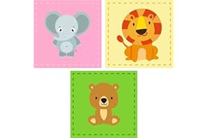 ‎DAMALOO damaloo 3X Gästehandtuch Kinder Tiermotiv mit Schlaufe & Namensschild - Kinderhandtuch klein aus Baumwolle für Gesicht, Hand & Haar - Gäste Handtücher 30x30 - Baby Handtuch Set Mädchen & Jungen