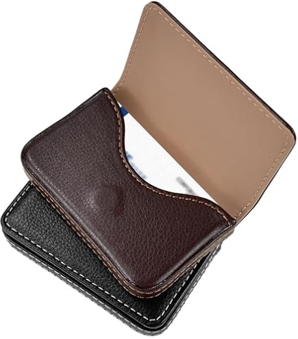 Ocadux Porte-cartes De Visite En Cuir Pour Homme Ou Femme, Grande Poche Pour Cartes De Visite, Cartes De Crédit, Porte-cartes Avec Fermeture Magnétique, Peut Contenir 25 Cartes De Visite, Noir/blanc
