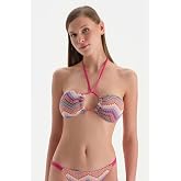 Dagi &Ccedil;ıkarılabilir Askılı Missoni Baskılı Balensiz Straplez Bikini &Uuml;st&uuml; 24SW82049GB Pembe Kadın