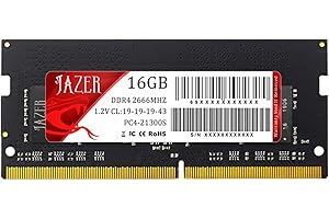 JAZER RAM DDR4 16Go (1x16Go) 2666MHz SODIMM Module de Mémoire pour Ordinateur Portable, Notebook, MacBook CL19, 1.2V