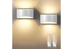Uwithm Wandlampe mit Austauschbarer G9 LED lampe Warmweiß 3000K,Aluminium LED Wandleuchte Innen/Aussen,Aussenbeleuchtung für Wohnzimmer Garten,IP65 Wasserdichte Wandleuchte(2 Stück weiß)