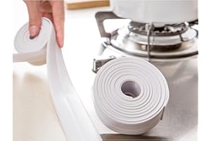 SEHFUPOYE Nastro sigillante autoadesivo per pareti di vasca, 3 rotoli di nastro sigillante in PVC, per bagno, cucina, WC e pavimento, protezione per bordi della parete del bagno, (bianco, 3,8 cm x 3,5 m)