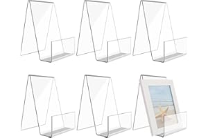 DIBALIYI 6 PCS Acrylic Book Display Stands, Transparent Display Stands, Multi Purpose Artwork Stand Holder for Restaurant Coffee Shop Bookstore, 10.5x9x7.5cm (Acrylic-6 Small)