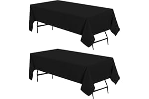 Utopia Kitchen Mantel de Poliéster 140 x 240 cm (Pack de 2, Negro) Cubierta de Mesa Lavable a Máquina Ideal para Fiestas, Eventos, Bodas y Restaurantes (55 x 95 Pulgadas)