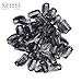 Neitsi® 50PCS Clip for Hair Extensions Wigs I SHAPE U SHAPE Metal Hair Snap Clips DIY (Black#, I shape--2.3cm)
