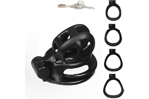 SeLgurFos Cobra-V3.0 conjunto de cinturón de castidad de jaula de pene 3D transpirable con 4 tamaños de anillo de pene jaula de castidad SM juguete sexual masculino (micro)