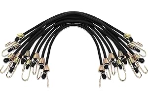 DIVINA VITAE Paquete de 10 cuerdas elásticas pequeñas con ganchos de 10 pulgadas, mini cuerdas elásticas de goma negra para acampar al aire libre