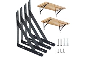WEERSTONE 4 Stück Regalhalterungen Schwerlast-Träger 90 Grad Wand-Winkel Regalhalterung Metall Regalträger mit Schrauben Wand Regalträger Eisen Regalwinkel für Winkel Regal (20×12cm)