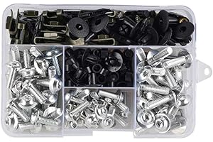 ZHUODINGSEN 195pcs Kit De Boulons De CaréNage De Moto Kit D'éCrous De Vis De Moto Kit De Vis De CaréNage Moto Universel,En Aluminium,Argent