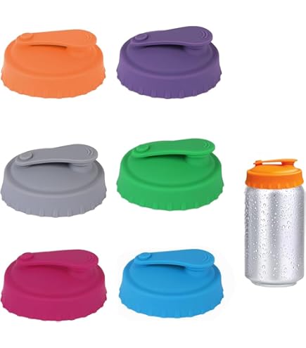 6 Tappi Per Lattine In Silicone Colorati - Copri Lattine Bibite, Birra, Popcorn Con Apertura Cannuccia