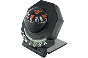 GENERIC Bussola Marina Pieghevole con Illuminazione per Auto e Barche | Strumento di Navigazione Portatile con Tachimetro per Cruscotto