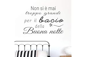 DOCLIICK Adesivo da parete in vinile con frase in italiano "NON SI E MAI TROPPO GRANDI" adesivi murali frasi in italiano citazione, decorazione da parete, Wall Stickers, Art Sticker Decal Mural DC-18032