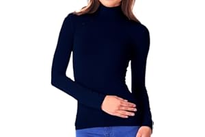 MEDIAWAVE STORE MediaWaveStore VKA22 Camiseta térmica para Mujer con Interior de Felpa Cuello Alto (Azul, XL-XXL)