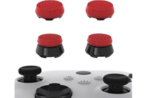 playvital Copri Levette Analogiche per per Xbox Series/One S X Controller,Thumbs PRO Armor Cover Stick Analogici Grip Gommini per Xbox Core Wireless Joystick-Convesso-Rosso&Nero