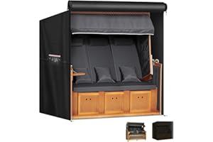 LAMUNI Strandkorb Abdeckplane Winterfest Strandkorb Hülle XXL Schutzhülle für Strandkorb 3-Sitzer Wasserdicht Abdeckhauben für Strandkörbe 420D Oxford Strandkorbabdeckung, 165x100x165/145cm