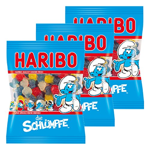 Haribo Schlümpfe, 3er Pack, Gummibärchen, Weingummi, Fruchtgummi, Vegetarisch, Im Beutel, Tüte Haribo Schlümpfe, 3er Pack, Gummibärchen, Weingummi, Fruchtgummi, Vegetarisch, Im Beutel, Tüte