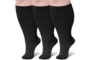 ZFSOCK Calcetines Compresion Mujer Hombre: Medias de Compresión Tallas Grandes Pantorrilla Ancha 20-30 mmHg para Obesas Embarazada Venas Varicosas Deportes Viajar Vuelo