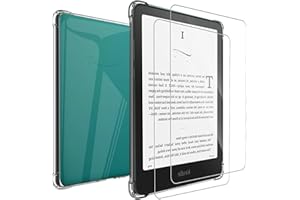 MEMELOKA Cover per Kindle Paperwhite 12th Generation 2024/Kindle Colorsoft Signature Edition 2024 7 Pollici + 2 Vetro Temperato, Cover Protezione in TPU Morbido Ultra-Sottile con Airbag