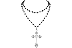 Hanary Gothic Layered Pendant Choker, Black Choker, Black PU Leather Chocker Collar, Costume Jewelry