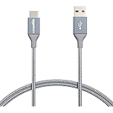 Amazon Basics - Verbindungskabel, USB Typ C auf USB Typ A, USB-2.0-Standard, doppelt geflochtenes Nylon, 0,9 m, Dunkelgrau
