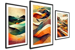 AG.ART DECO Stylowe Plakaty Zestaw 3 sztuki 50x70cm - Galeria ścienna do salonu, sypialni, kuchni jadalni i łazienki - komplet bez ramek