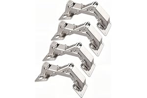 Qrity 4 X Aufschraubscharnier mit Feder Öffnungswinkel 170° Küche Schrank Türscharniere +16 Schrauben - große Winkeltür-Scharniere - kein Schlitz erfordert