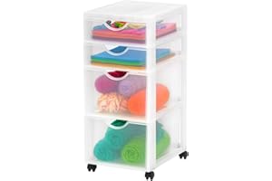 Iris Ohyama Cassettiera in Plastica con ruote, 2 Grandi & 2 Cassetti Piccoli, Biancastro, Maniglie facili da tirare, Organizzatore, Per Camera Da Letto, Ufficio, Senza BPA, Contenitore, DDDC-322