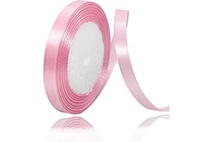 ALOHOVME Ruban Satin Rose 15mm, 23 mètres Rubans de Tissu Couture Ruban Cadeau pour Décoration de Mariage, Emballage cadeau, Bouquet de fleurs, Artisanat DIY, Décoration gâteau d'anniversaire et Noël