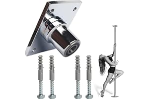 PRIOR FITNESS Accessoires de barre de pole dance pour montage au plafond, plaque supérieure de barre de pole dance fixe perforée, plus sûre, plus stable, plus sûre (argenté)