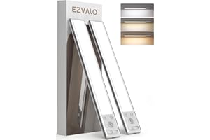 EZVALO 20 cm Luz LED Armario con Sensor de Movimiento y 3 Temperaturas de Color, 1600mAh Recargable Luces Magnéticas Inalámbricas para Cocina, Pasillo (2 Unidades)