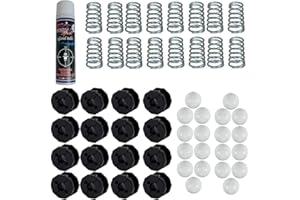 grandeemporio Calcio Balilla ricambi Kit con 16 boccole e 16 Molle per aste uscenti Diametro mm.16, 20 Palline Bianche Standard e Una Confezione lubrificante Spray Roberto Sport.