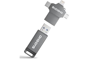 Memoria USB 16GB para Phone, 4 en 1 USB 3.0, Compatible con Pad Android PC, para Fotos vídeos música,Negro carbón
