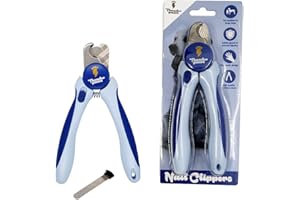 Thunderpaws Professional-Grade Dog Nail Clippers with Protective Guard and Safety Lock (Medium to Large Breeds, Blue)