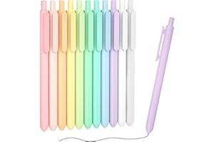 Shuttle Art Penna Gel Nera Pack da 11 Inchiostro Nero a Scatto, Penne Sfera Gel Fusto Pastello Carino Punta Fine 0.5mm per Scrivere Diario Prendere Not Scuola Ufficio Casa