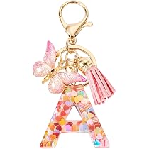 OKAICEN Butterfly Initial Letter Keychain – Gold Plated Alphabet Keyring With Crystal For Women & Girls - View #9
