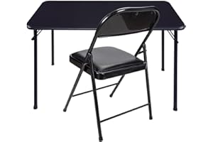 KAIHAOWIN Składany Zestaw Stołu i Krzeseł, Składany Czarny Stół i Krzesła z Winylowym Siedziskiem, Nie Wymaga Montażu,Lekki i Składany,Odpowiedni Do Codziennego Użytku Wewnątrz i Na Zewnątrz