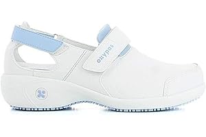 Oxypas Scarpe da Lavoro in Pelle - Salma - Zoccolo di Sicurezza da Donna, Antiscivolo e Confortevole, Ideale per l'Assistenza Ospedaliera e Infermieristica, Blu, 38 EU