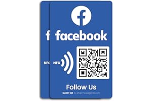MESSAGENES Calcomanía reutilizable de Seguidores y Me gusta para Facebook, paquete de 2 pegatinas, calcomanía QR & Tap, síguenos en Facebook, para iPhone y Android, calcomanía Boost My Followers, configuración