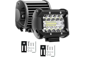 Willpower 2pc Focos Led Tractor 4 pulgadas 10cm 60W Faros Led 12V 24V IP67 Impermeable 6000K Barra LED Luz Trabajo LED Antiniebla LED para 4x4 Coche Camión Barco Off Road ATV UTV SUV 4WD