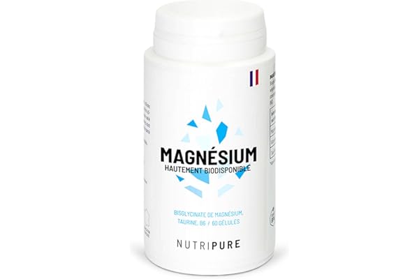 Nutripure | Magnésium Bisglycinate + Taurine & Vitamine B6 | Haute Absorption & Concentration | Anti-Fatigue | 100% Vegan | 60 gélules végétales | Cure de 1 mois | Made in France