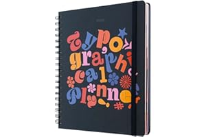 Kokonote Typographical Diary 2024 | Big Size 8.3 x 9.8 inches - 21 x 25 cm | 17 Months Diary Week To View | August 2023 - December 2024 | Mid Year Diary 2023-2024 With Stickers & Tabs