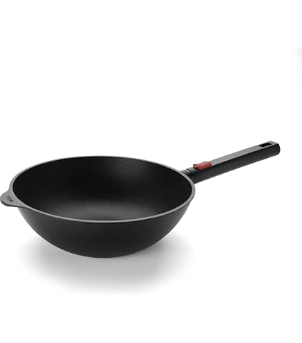 Wok Woll Diamond Lite De 30 Cm Con Mango Desmontable - Antiadherente Con Diamantes, Apto Para Horno Y Fácil De Limpiar