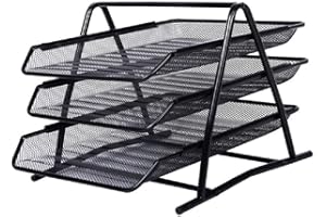 Vovofi Office Desk Tidy Organiser 3-Tier A4 Letter Paper Tray Desktop Storage Accessories Mesh Collection for Letter, Mail Home & Office Use