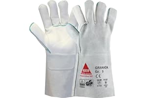 strongAnt GRANADA-Gants de soudure longs en cuir fleur de vachette, gants de travail également adaptés aux grillades, gants de sécurité - TÜV GS - Gris