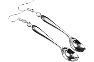 The Funky Barcode SILVER SPOON DANGLE EARRINGS Complete With Gift Box
