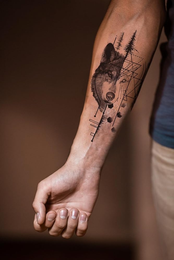 BearPear Kurt Dövmesi, Wolf Tattoo, Geçici Dövme, Erkek Geçici Dövme