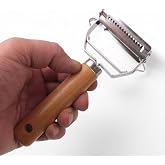 Deconox Stainless Steel Wood Handle Peeler and Julian Slicer, 4 Way Practical Vegetable Cutter, Multi-Purpose Kitchen Slicer