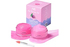 ANAI RUI ANAiRUi 2 in1 Set de gommage et de baume pour les lèvres, Bakuchiol & Raisin Masque de nuit pour les lèvres, Exfoliant pour les lèvres Suger pour la réparation des lèvres sèches et gercées